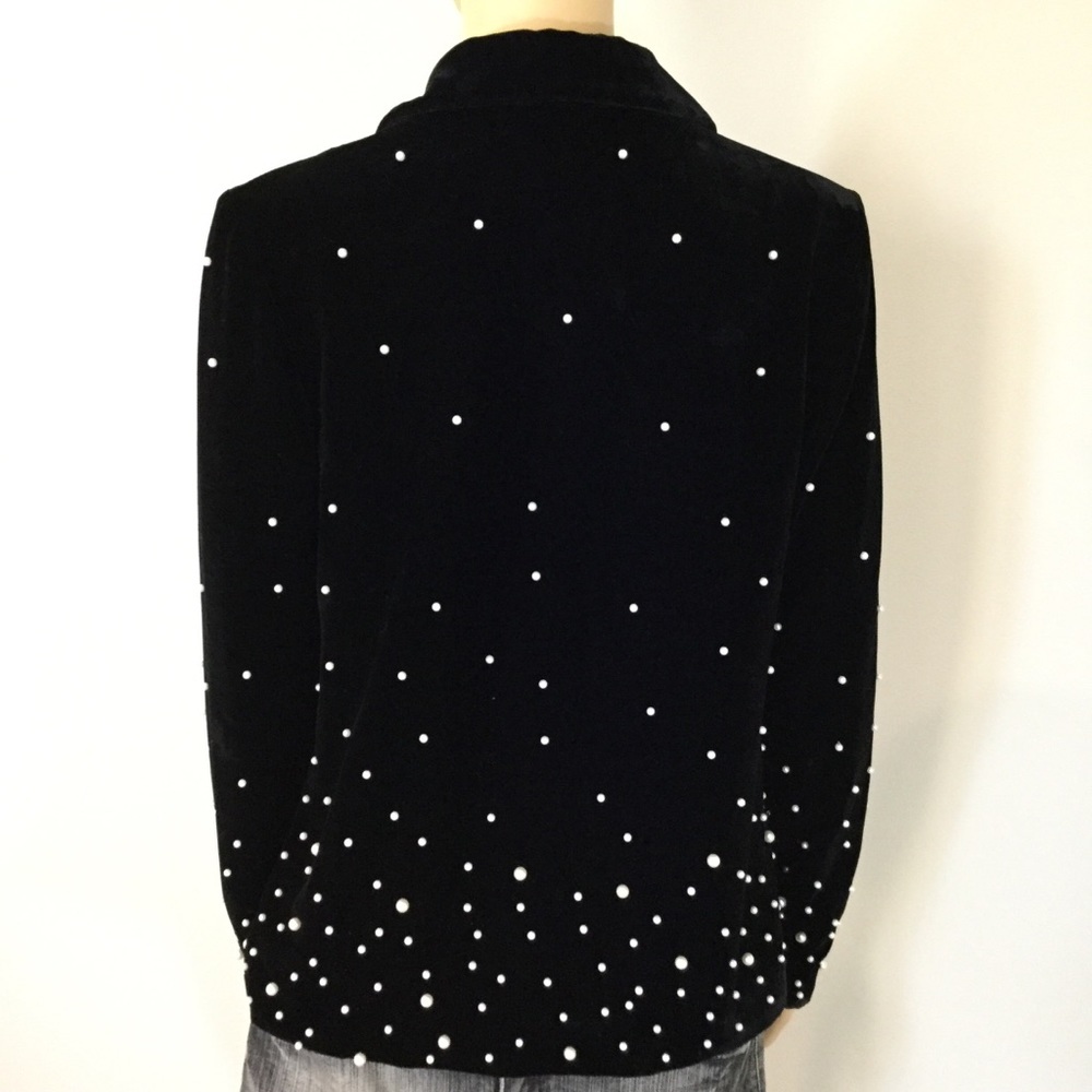 NWOT Donna Mizani Black Velvet Pearl Blazer - Picture 5 of 7